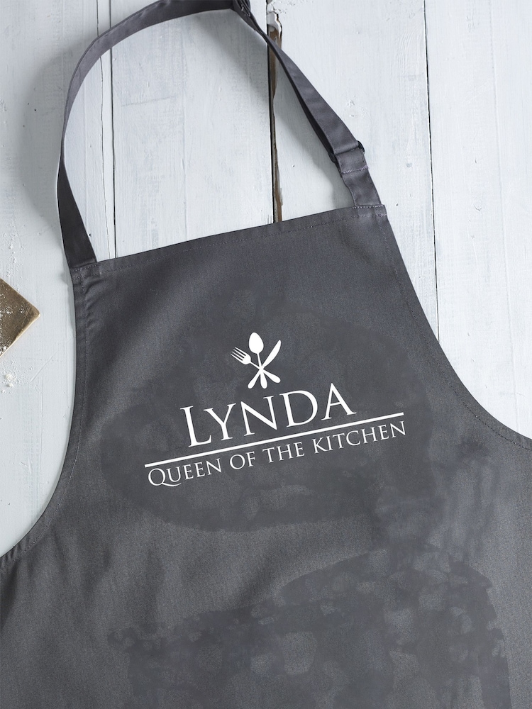 Loveabode Grey Personalised Queen Of The Kitchen Apron - Image 2 of 4