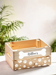 Loveabode Natural Personalised Dog Bone Crate Box - Image 1 of 2