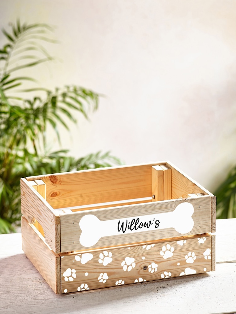 Loveabode Natural Personalised Dog Bone Crate Box - Image 1 of 2