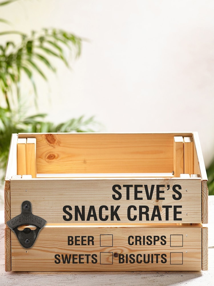 Loveabode Natural Personalised Beer and Snack Crate Box - Image 1 of 4