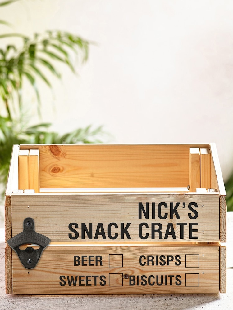 Loveabode Natural Personalised Beer and Snack Crate Box - Image 2 of 4