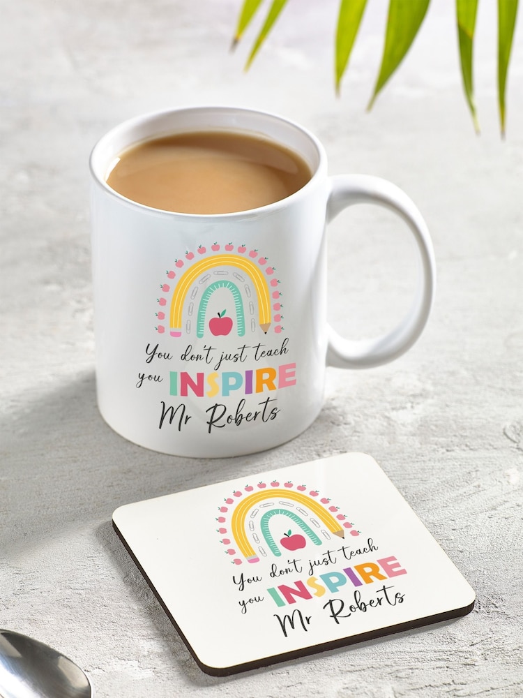 Personalised Teachers Inspire Mug & Coaster Set by Loveabode - Image 1 of 7