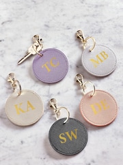 Loveabode Natural Personalised Round PU Leather Keyring - Image 1 of 4