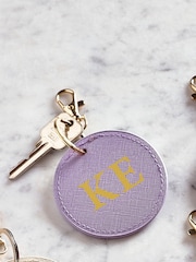 Loveabode Natural Personalised Round PU Leather Keyring - Image 2 of 4