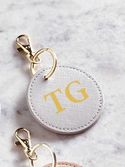 Loveabode Natural Personalised Round PU Leather Keyring - Image 3 of 4