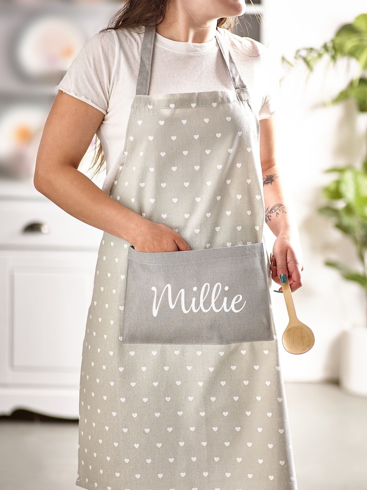 Loveabode Natural Personalised Hearts 100% Cotton Apron - Image 4 of 4