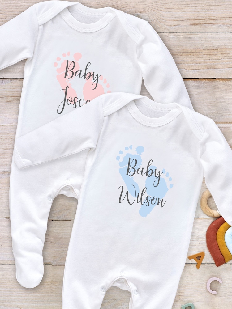 Little Years Baby Personalised Feet White Sleepsuit - Image 1 of 3