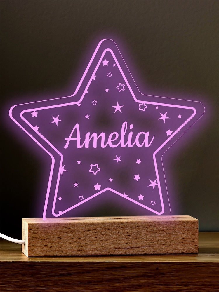 Natural Personalised Star LED Night Light by Little Years - Image 1 of 3