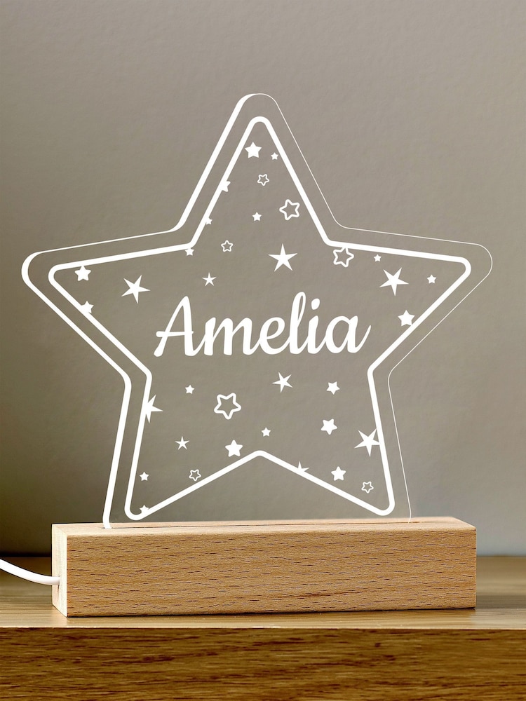 Natural Personalised Star LED Night Light by Little Years - Image 2 of 3