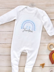 Little Years Personalised Rainbow And Tiny Feet White Sleepsuit - Image 3 of 3