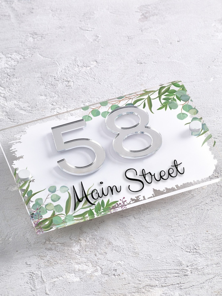 Loveabode Personalised Leaf Print 3D Mirror Acrylic Number White House Sign - Image 4 of 4