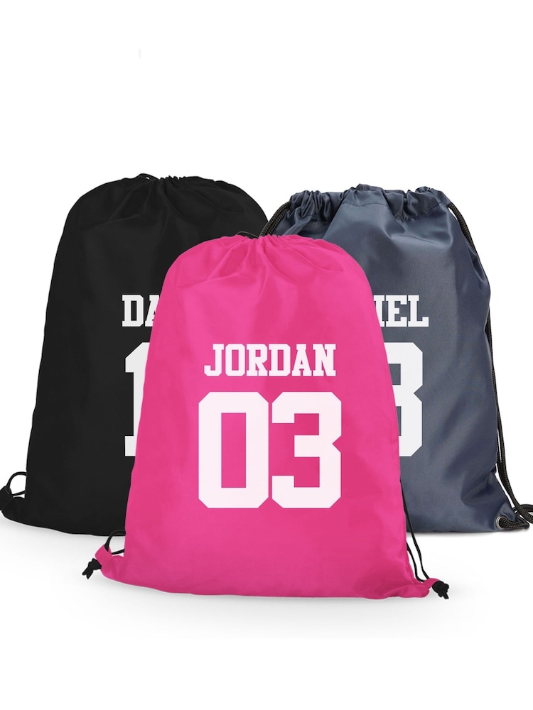 Loveabode Natural Personalised Surname And Number Sport Drawstring Bag - Image 2 of 4