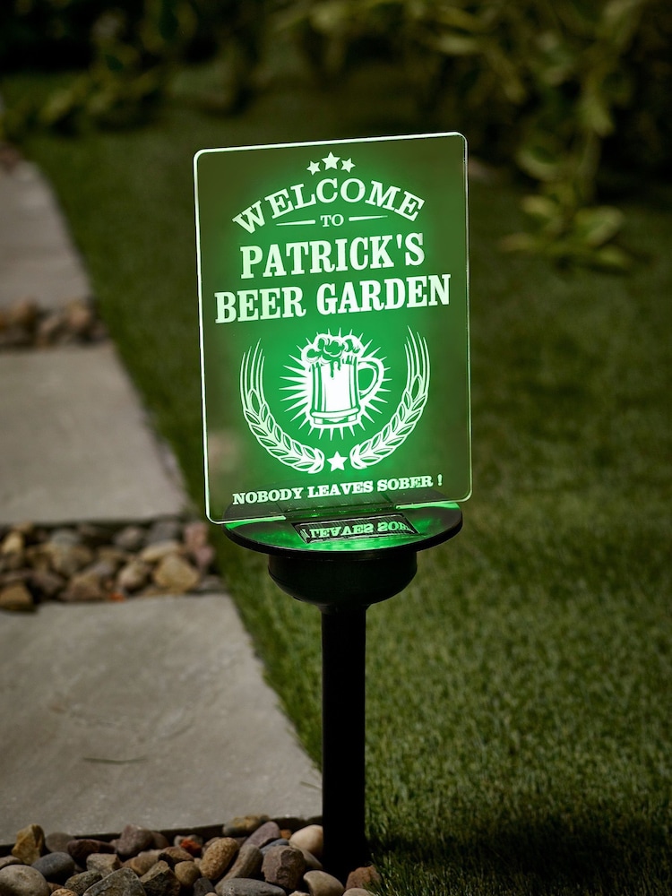 Natural Personalised Solar Beer Garden Sign by Loveabode - Image 1 of 2