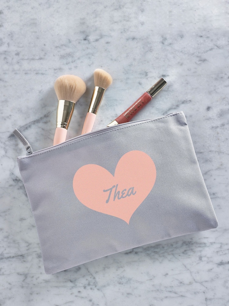 Personalised Heart & Name Grey Grab-Pouch - Image 4 of 4