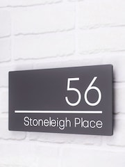 Loveabode Large Grey Personalised Modern Contemporary Rectangular Floating Acrylic House Sign - Image 1 of 4