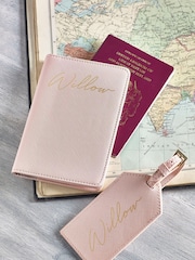 Loveabode Natural Personalised Passport Cover and Luggage Tag - Image 1 of 4