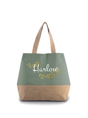 Personalised Sage Green Jute Bag - Image 1 of 4
