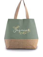 Personalised Sage Green Jute Bag - Image 2 of 4