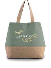 Personalised Sage Green Jute Bag - Image 3 of 4