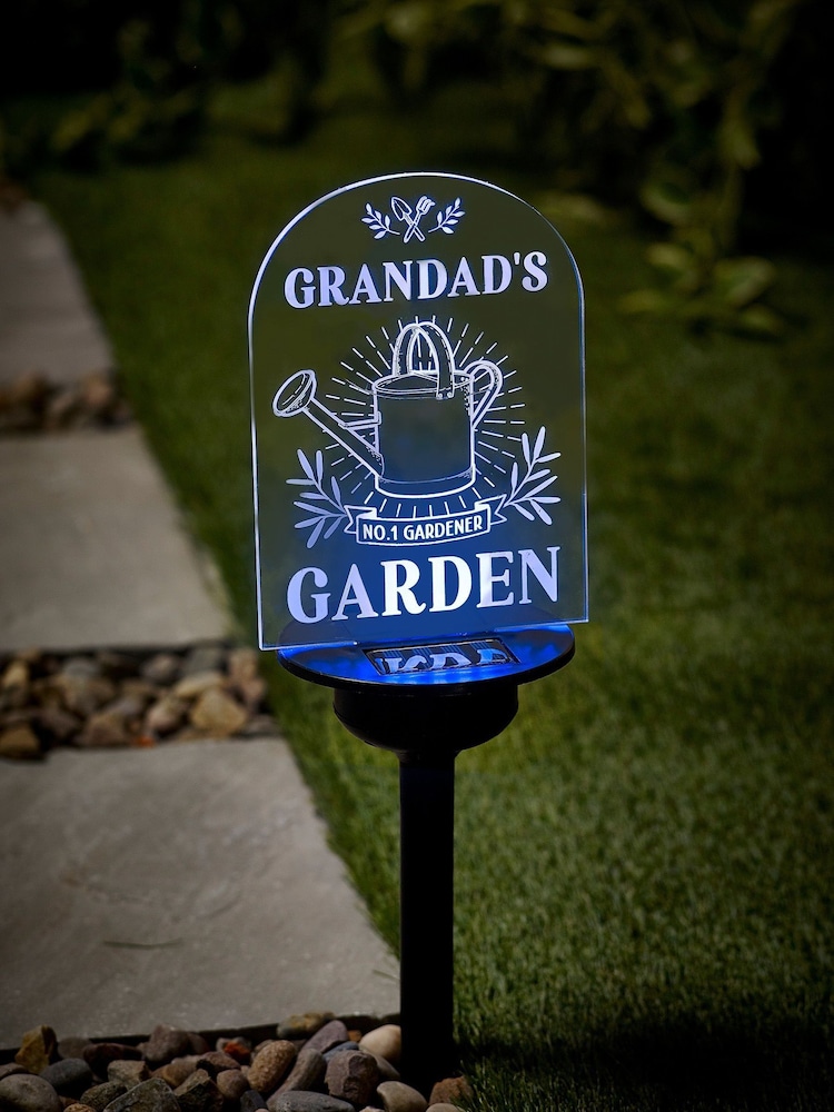 Natural Personalised Solar Watering Can Garden Sign by Loveabode - Image 1 of 2