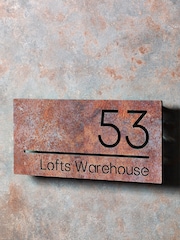 Loveabode Personalised Rusty Metal Effect Number Brown House Sign 30cm x 15cm - Image 1 of 4