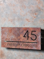 Loveabode Personalised Rusty Metal Effect Number Brown House Sign 30cm x 15cm - Image 2 of 4