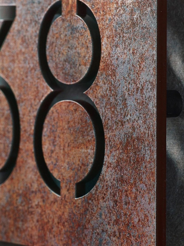 Loveabode Personalised Rusty Metal Effect Number Brown House Sign 30cm x 15cm - Image 4 of 4