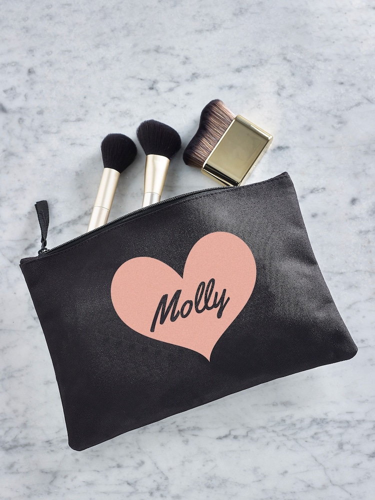 Personalised Heart & Name Black Grab-Pouch - Image 1 of 4