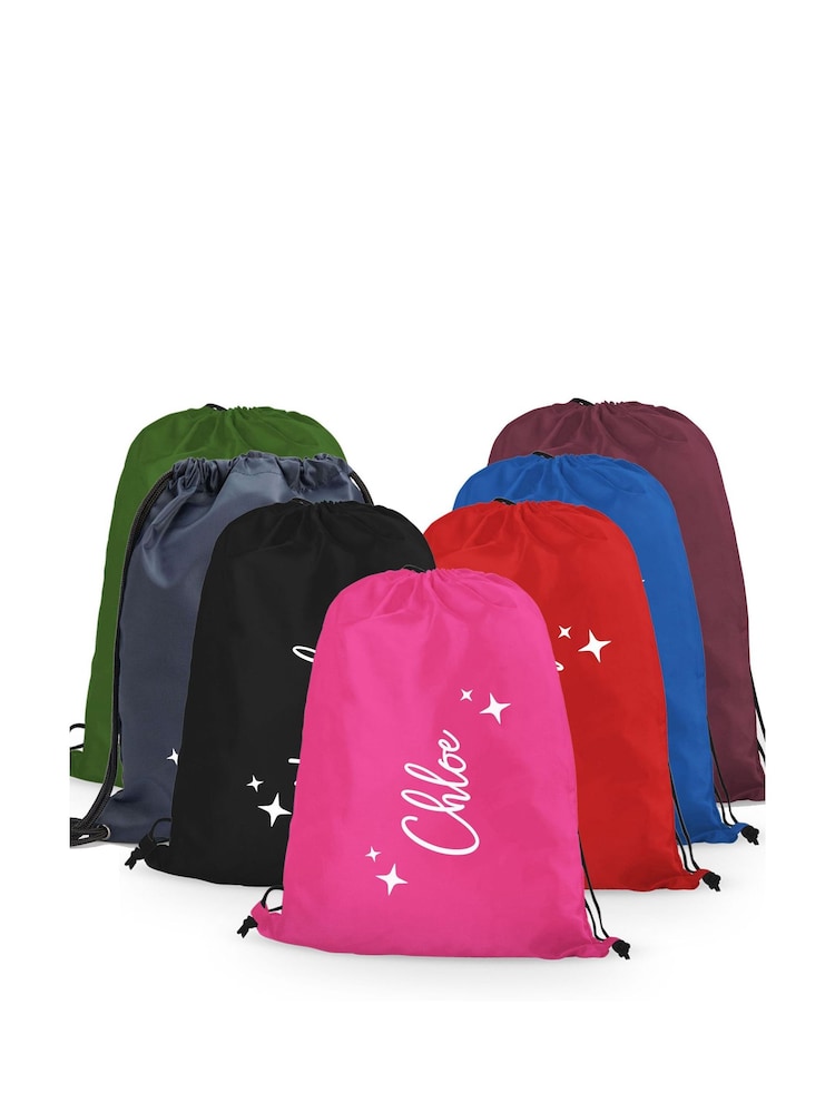 Personalised Name and Stars Sport Drawstring Bag - Image 1 of 4