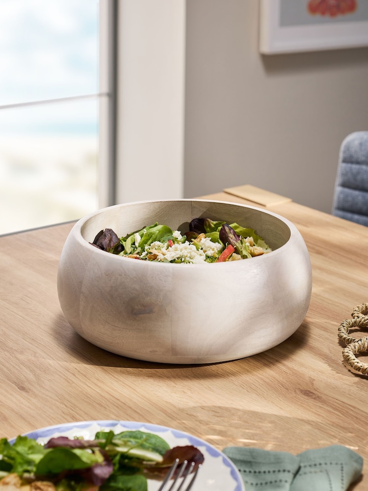 Natural Light Wood Serving Bowl - Image 1 of 4