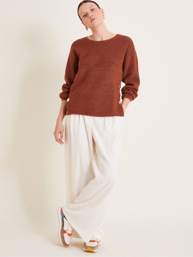 Monsoon Brown Luci Longline Jumper - Image 2 of 5 Monsoon Brown Luci Longline Jumper - Image 2 of 5