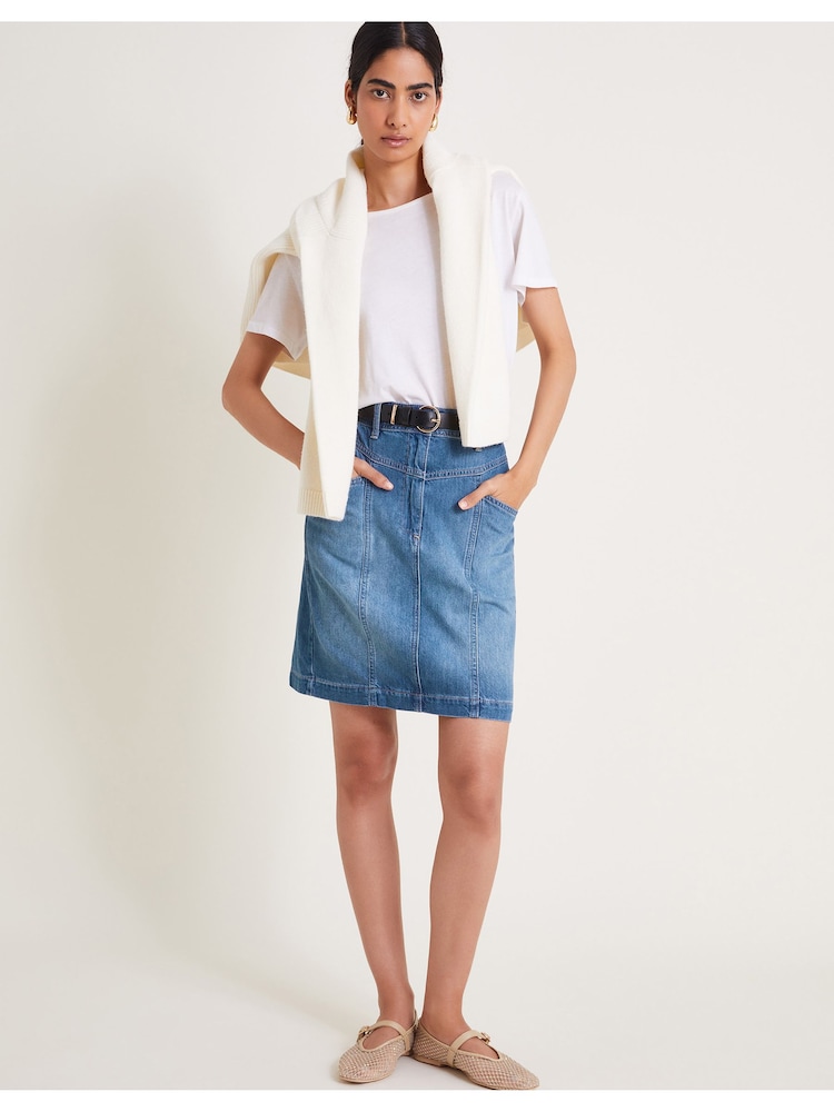 Monsoon Blue Anisa Denim 100% Cotton Mini Skirt - Image 1 of 5