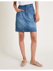 Monsoon Blue Anisa Denim 100% Cotton Mini Skirt - Image 2 of 5