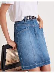Monsoon Blue Anisa Denim 100% Cotton Mini Skirt - Image 4 of 5