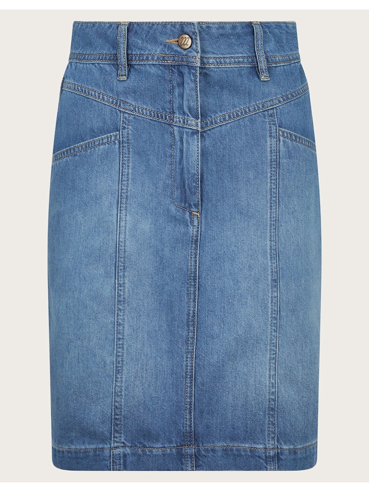 Monsoon Blue Anisa Denim 100% Cotton Mini Skirt - Image 5 of 5