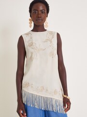 Monsoon Natural Erin Fringe Tank Top - Image 1 of 5