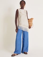 Monsoon Natural Erin Fringe Tank Top - Image 2 of 5