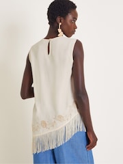 Monsoon Natural Erin Fringe Tank Top - Image 3 of 5
