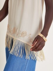 Monsoon Natural Erin Fringe Tank Top - Image 4 of 5