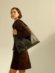 Monsoon Black Pip Braided Faux Leather Hobo Bag - Image 3 of 7