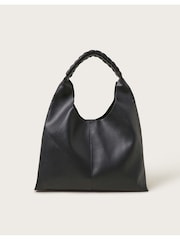 Monsoon Black Pip Braided Faux Leather Hobo Bag - Image 5 of 7