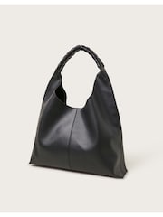 Monsoon Black Pip Braided Faux Leather Hobo Bag - Image 6 of 7