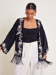 Monsoon Black Erin Embroidered Fringe Jacket - Image 1 of 5