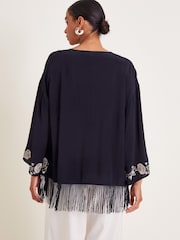 Monsoon Black Erin Embroidered Fringe Jacket - Image 2 of 5