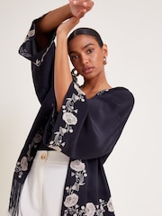 Monsoon Black Erin Embroidered Fringe Jacket - Image 3 of 5