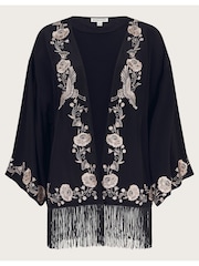 Monsoon Black Erin Embroidered Fringe Jacket - Image 5 of 5