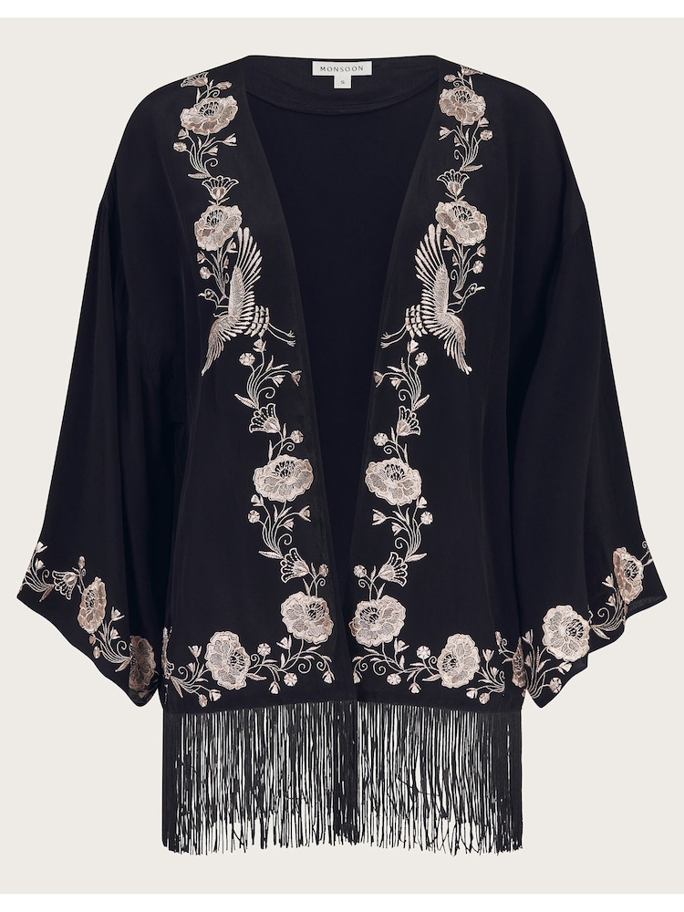 Monsoon Black Erin Embroidered Fringe Jacket - Image 5 of 5