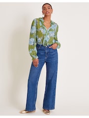 Monsoon Green Eva Floral Ruffle Blouse - Image 2 of 6