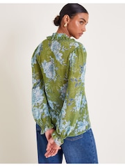 Monsoon Green Eva Floral Ruffle Blouse - Image 3 of 6