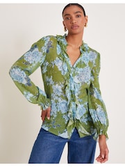 Monsoon Green Eva Floral Ruffle Blouse - Image 4 of 6